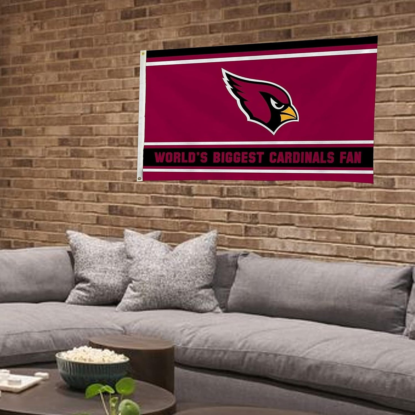 Arizona Cardinals 3x5 Feet Flag Banner, World's Biggest Fan, Metal Grommets, Single Sided, Indoor or Outdoor Use by Fielders Choice