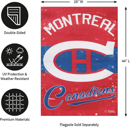 Montreal Canadiens Premium Linen Banner Flag Double Sided 28x44 Inch Vintage Logo Design Outdoor by Fielders Choice