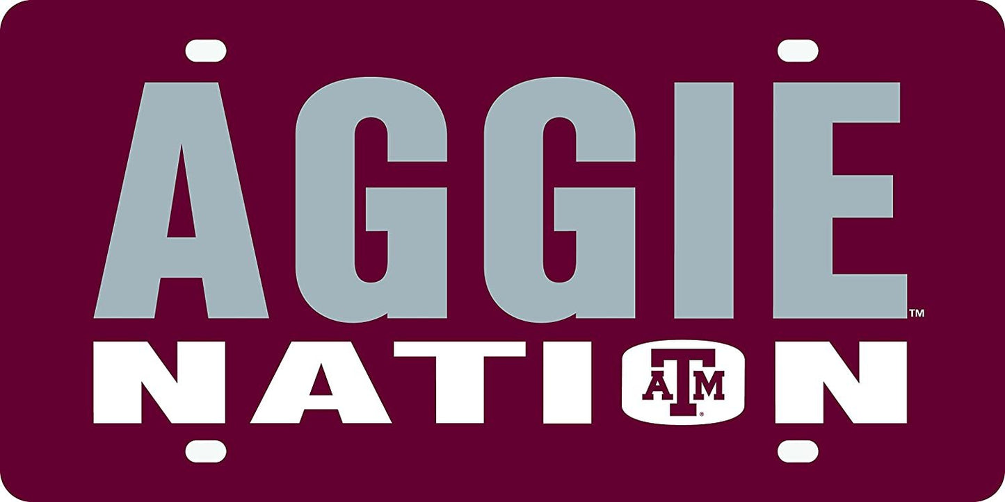 Texas A&M University Aggies Laser Cut Tag License Plate, Nation, Mirrored Acrylic Inlaid, 12x6 Inch by Fielders Choice