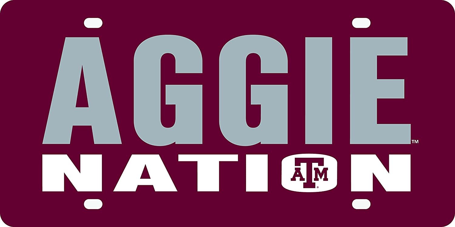 Texas A&M University Aggies Laser Cut Tag License Plate, Nation, Mirrored Acrylic Inlaid, 12x6 Inch by Fielders Choice