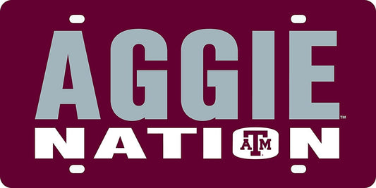 Texas A&M University Aggies Laser Cut Tag License Plate, Nation, Mirrored Acrylic Inlaid, 12x6 Inch by Fielders Choice