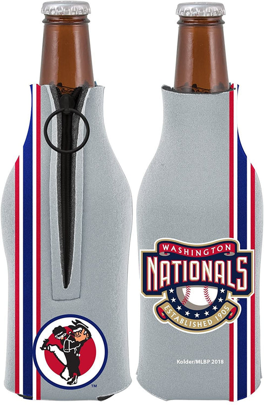 Washington Nationals 2-Pack Throwback Design Zipper Bottle Neoprene Beverage Insulator Holder Baseball by Fielders Choice