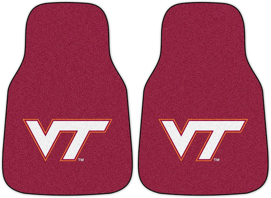 Virginia Tech University Hokies Front Floor Mats, Carpet Car Set, 18x27 Inch, Nylon, Set of 2 by Fielders Choice