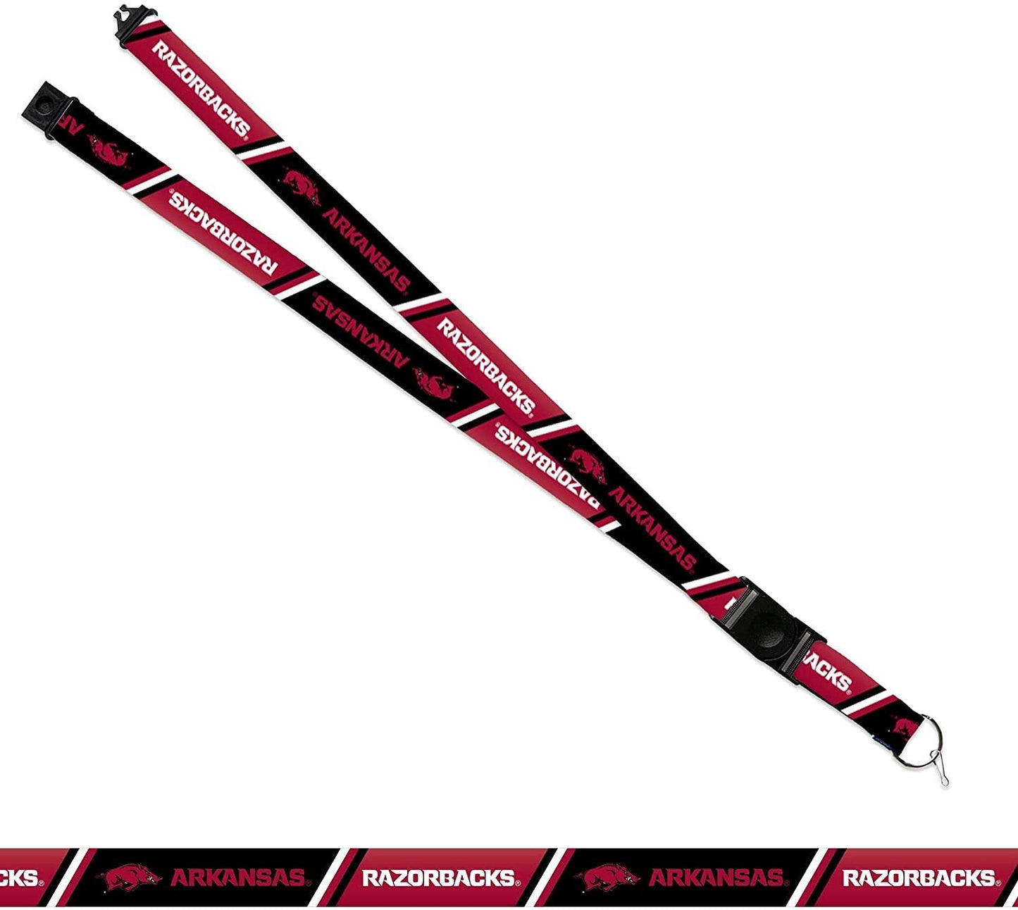 University of Arkansas Razorbacks Lanyard Keychain Double Sided 18 Inch Button Clip Safety Breakaway by Fielders Choice