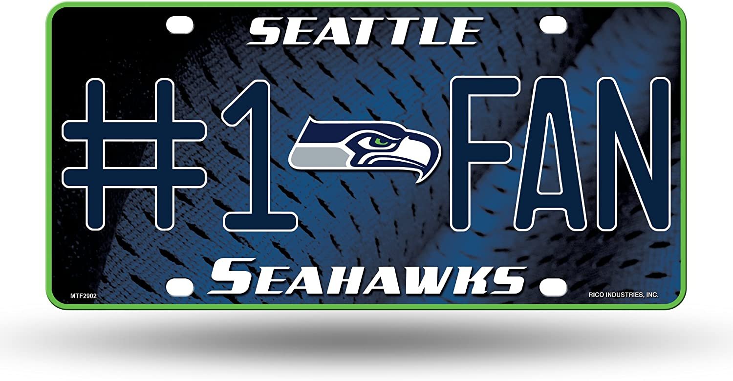 Seattle Seahawks Metal Auto Tag License Plate, #1 Fan Design, 12x6 Inch by Fielders Choice