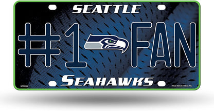 Seattle Seahawks Metal Auto Tag License Plate, #1 Fan Design, 12x6 Inch by Fielders Choice