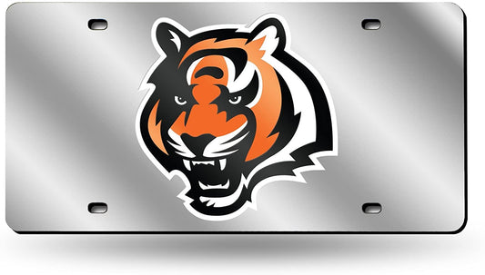 Cincinnati Bengals Premium Laser Cut Tag License Plate, Mirrored Acrylic Inlaid, 12x6 Inch by Fielders Choice