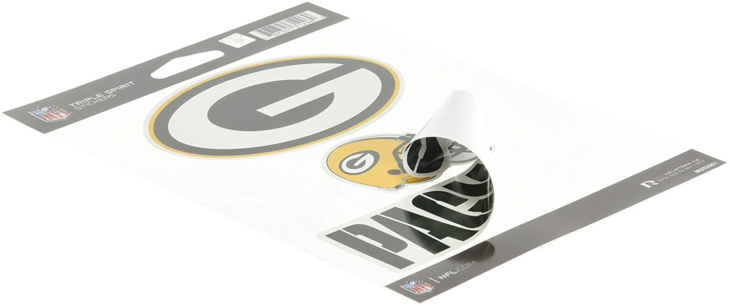 NFL Rico Industries Die Cut 3-Piece Triple Spirit Sticker Sheet, Green Bay Packers by Fielders Choice