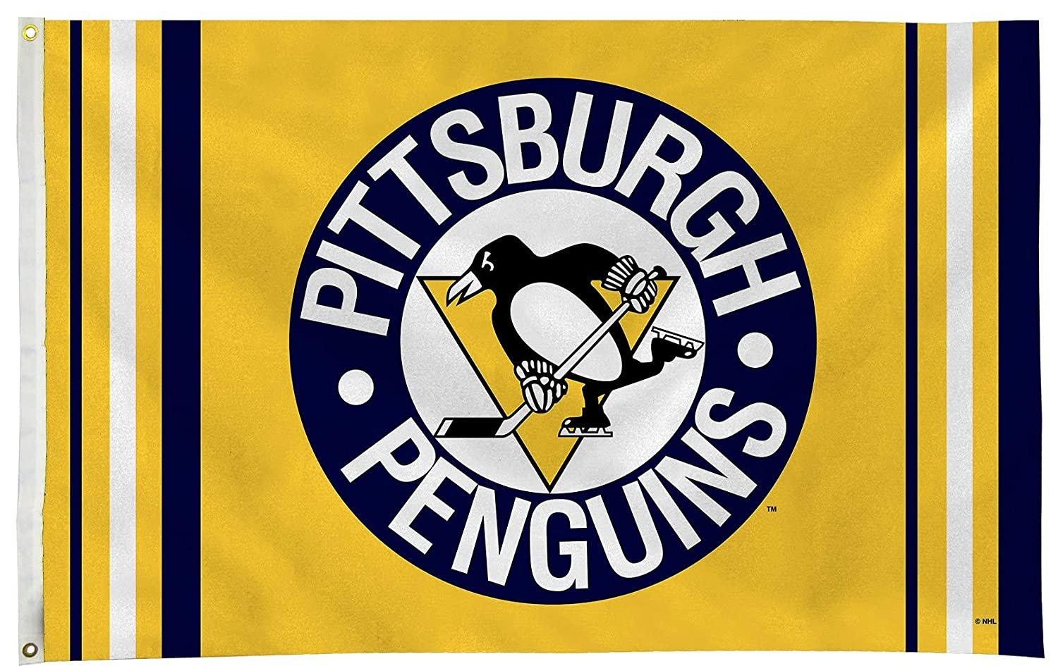 Pittsburgh Penguins 3x5 Feet Flag Banner, Retro Logo, Metal Grommets, Outdoor Indoor Use, Single Sided by Fielders Choice