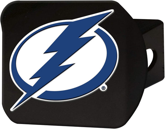 Tampa Bay Lightning Solid Black Metal Hitch Cover with Color Metal Emblem 2 Inch Square Type III by Fielders Choice