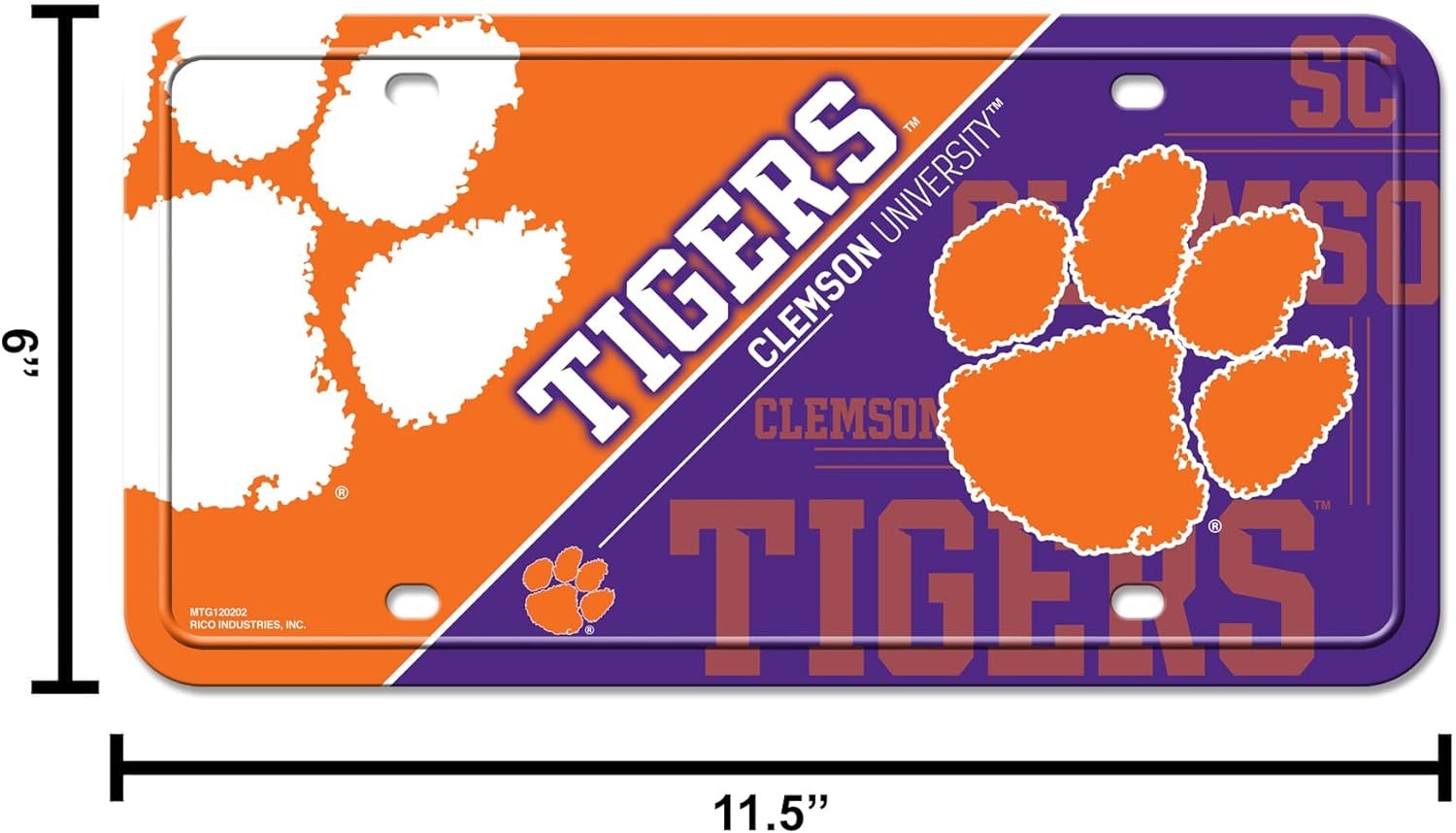 Clemson University Tigers Metal Tag License Plate, 12x6 Inch, Pre-drilled Holes by Fielders Choice