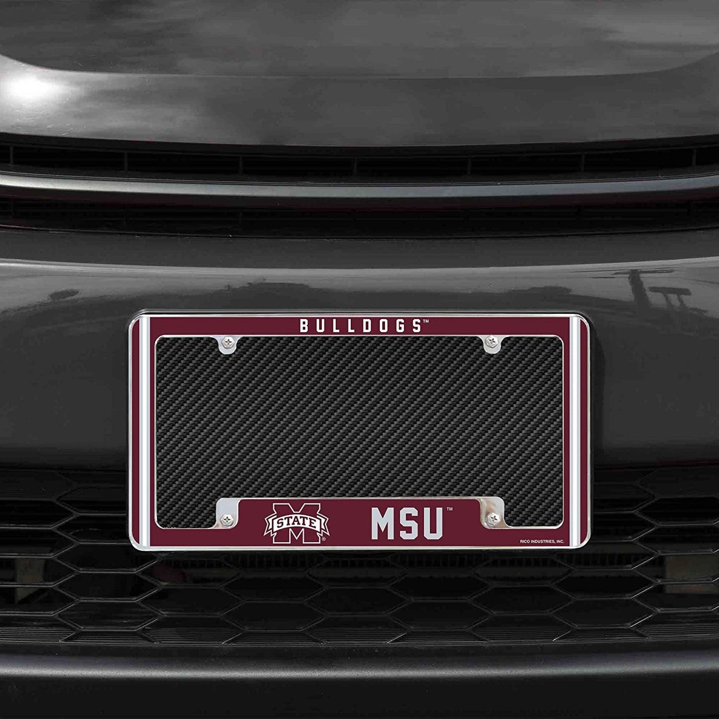 Mississippi State University Bulldogs Metal License Plate Frame Chrome Tag Cover Alternate Design 6x12 Inch by Fielders Choice