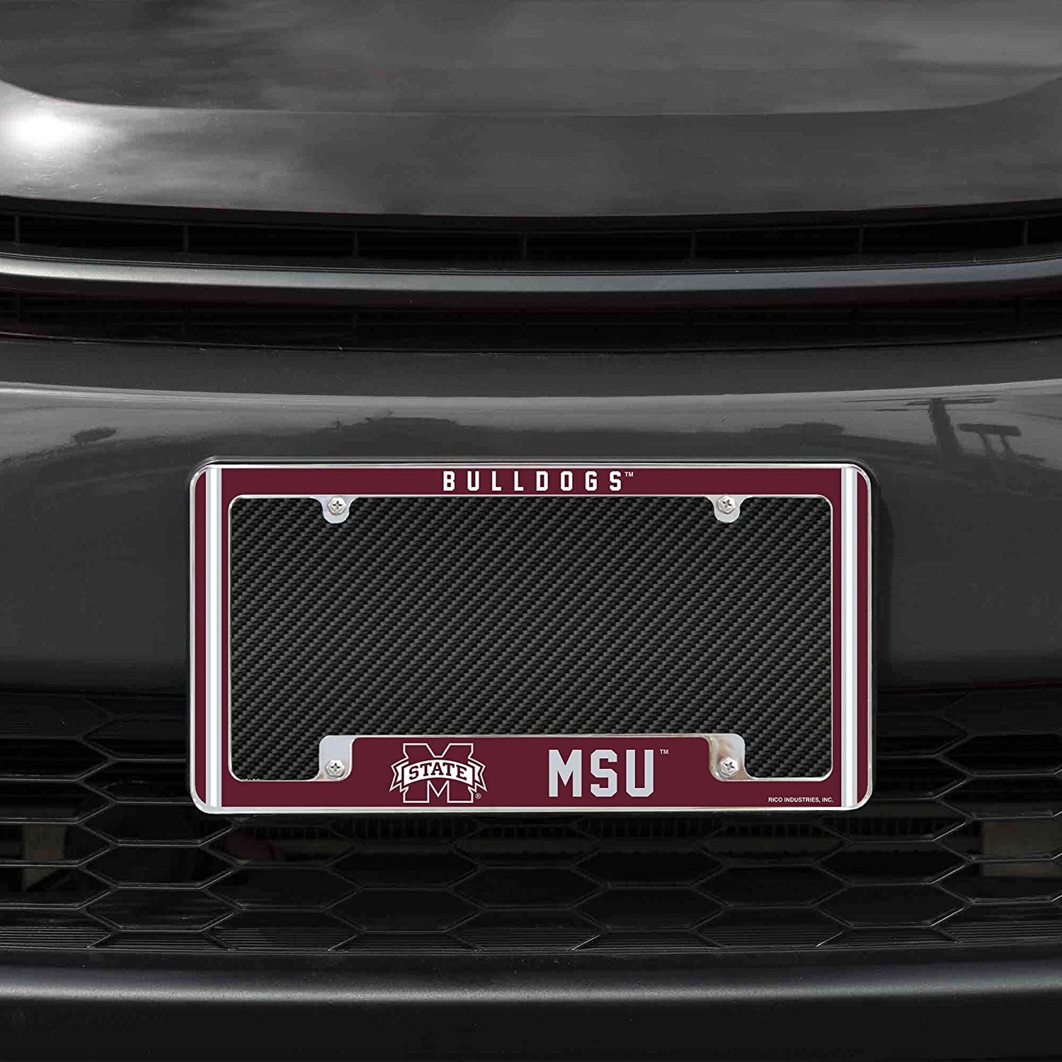 Mississippi State University Bulldogs Metal License Plate Frame Chrome Tag Cover Alternate Design 6x12 Inch by Fielders Choice