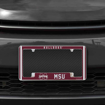 Mississippi State University Bulldogs Metal License Plate Frame Chrome Tag Cover Alternate Design 6x12 Inch by Fielders Choice