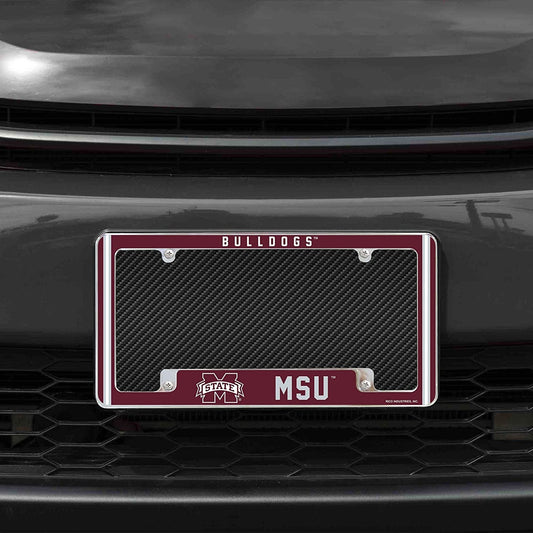 Mississippi State University Bulldogs Metal License Plate Frame Chrome Tag Cover Alternate Design 6x12 Inch by Fielders Choice