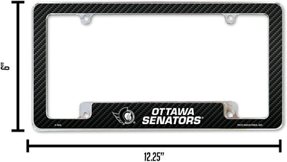 Ottawa Senators Metal License Plate Frame Chrome Tag Cover Carbon Fiber Design 6x12 Inch by Fielders Choice