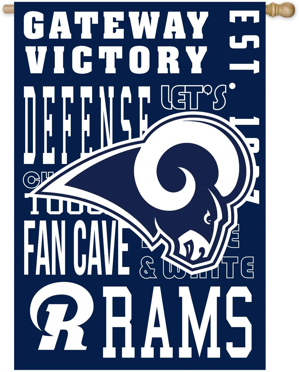 Los Angeles Rams Premium Double Sided Banner House Flag, Fan Rules Design, 28x44 Inch by Fielders Choice