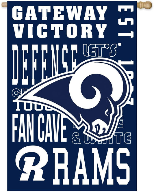 Los Angeles Rams Premium Double Sided Banner House Flag, Fan Rules Design, 28x44 Inch by Fielders Choice
