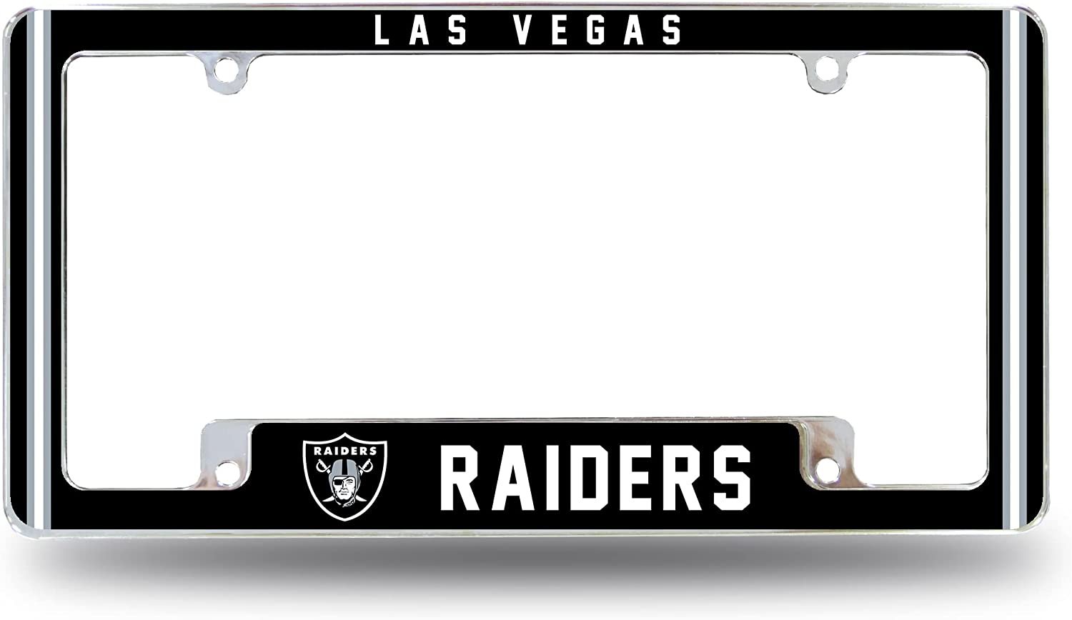 Las Vegas Raiders Metal License Plate Frame Chrome Tag Cover Alternate Design 6x12 Inch by Fielders Choice