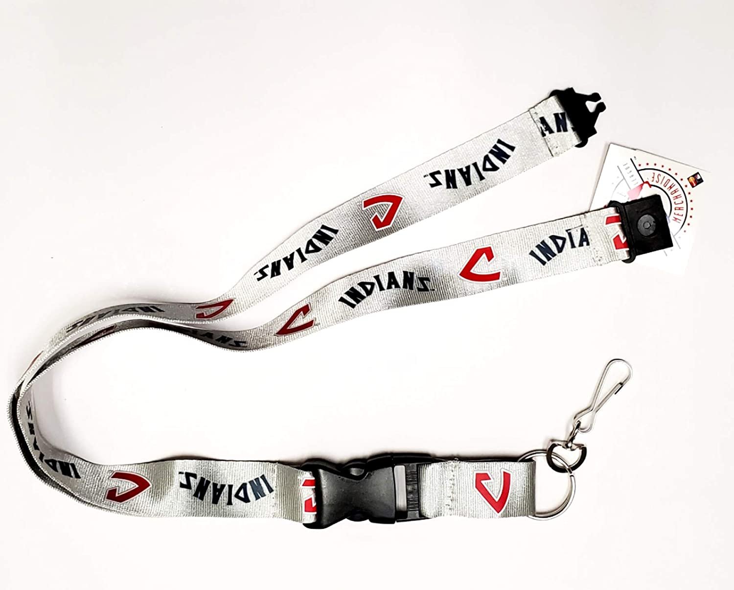 Cleveland Indians Guardians Gray Cooperstown Retro Logo Lanyard Keychain Double Sided Breakaway Safety Design Adult 18 Inch by Fielders Choice