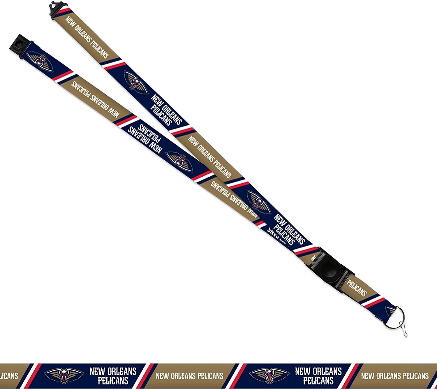 New Orleans Pelicans Premium Lanyard Keychain 18 Inch Button Clip Safety Breakaway by Fielders Choice