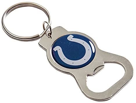 Indianapolis Colts Premium Solid Metal Bottle Opener Keychain, Silver Key Ring, Team Logo by Fielders Choice