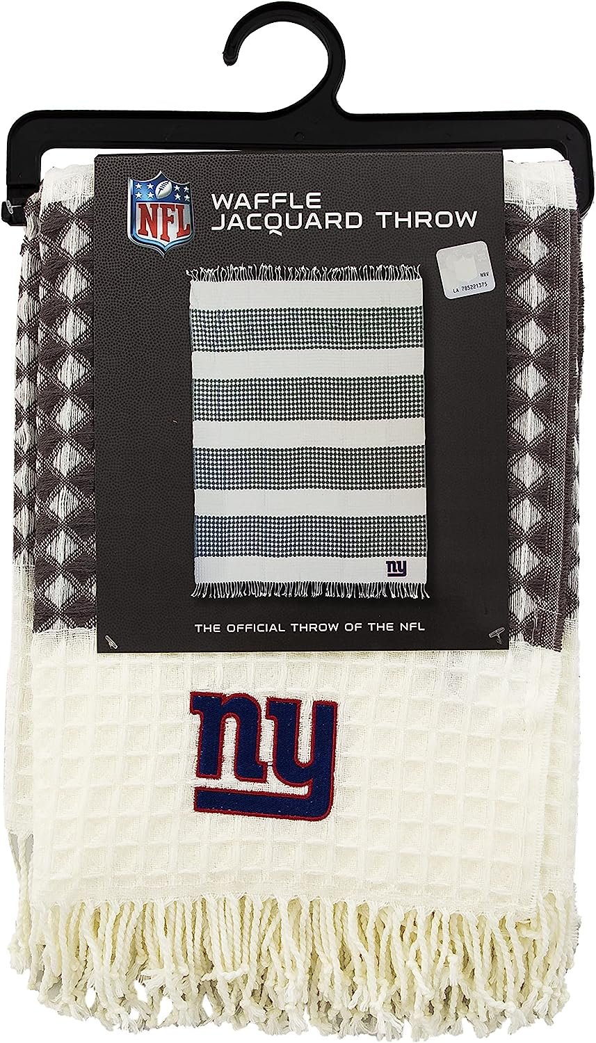 New York Giants Throw Blanket Waffle Weave Jacquard, 50x60 Inch, Unisex-Adult, 100% Acrylic by Fielders Choice