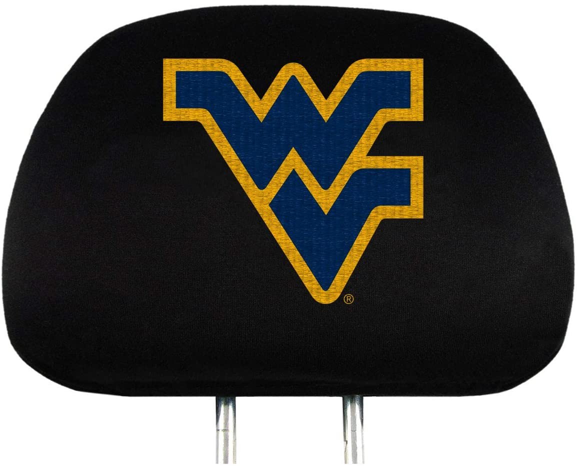 West Virginia University Mountaineers Premium Pair of Auto Head Rest Covers, Black, Elastic, 10x14 Inch by Fielders Choice