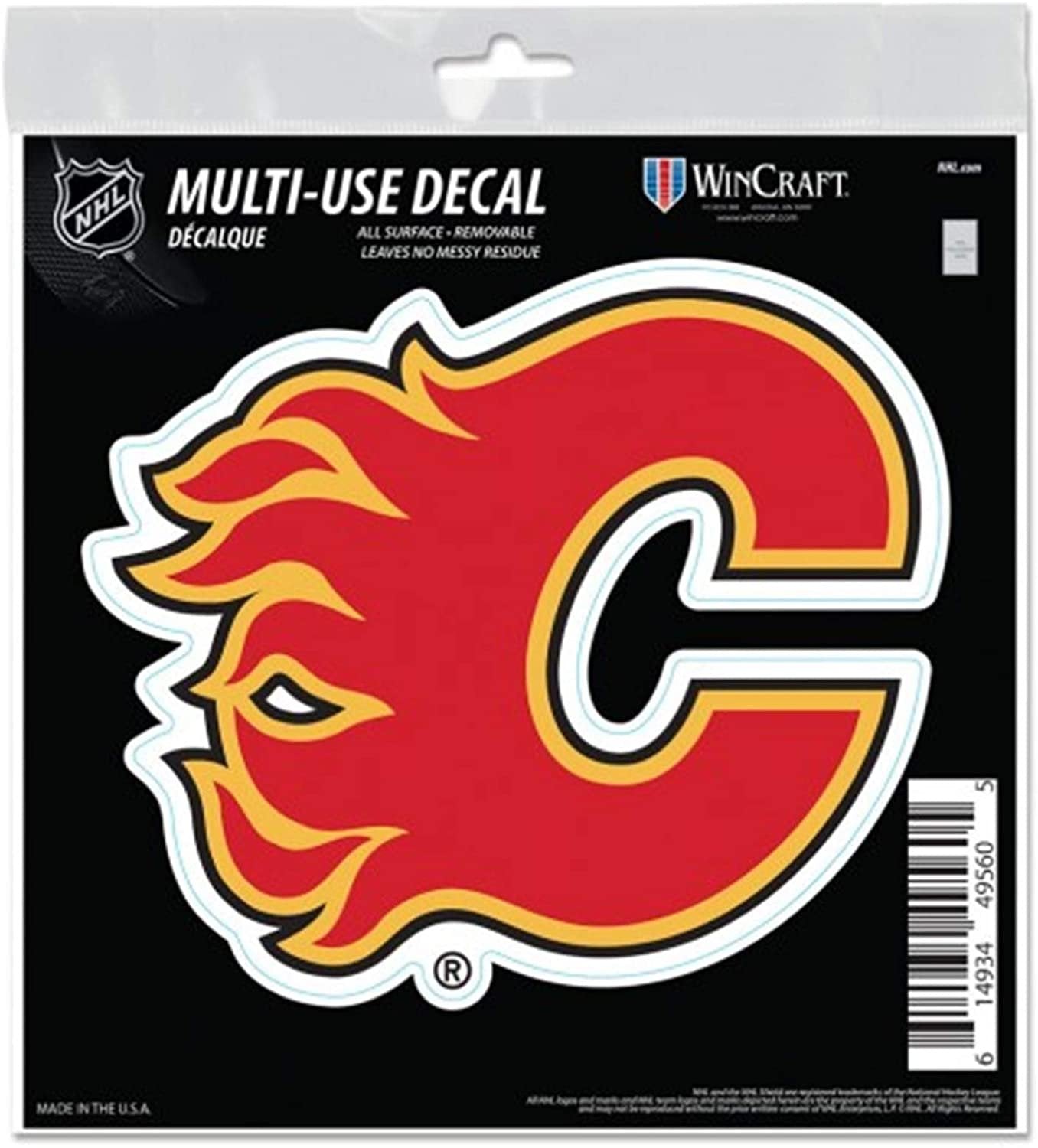 Calgary Flames 6 Inch Decal Sticker, Flat Vinyl, Die Cut, Primary Design, Full Adhesive Backing by Fielders Choice