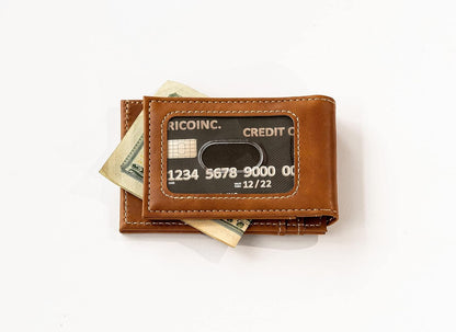 Rico Industries NFL Carolina Panthers Premium Laser Engraved Vegan Brown Leather Front Pocket Wallet - Compact and Slim yet Sturdy Design - Perfect to Show Your Team Pride or Gift by Fielders Choice