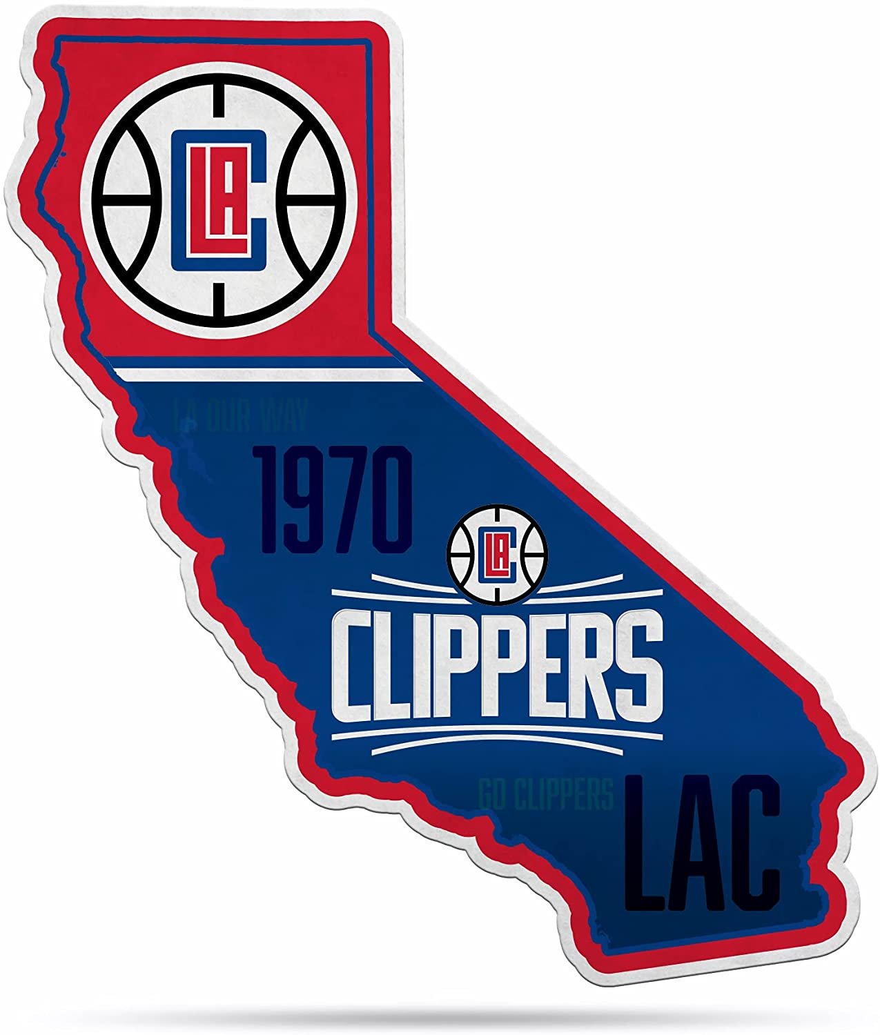 Los Angeles Clippers Soft Felt Pennant, State Design, Shape Cut, 18 Inch, Easy To Hang by Fielders Choice