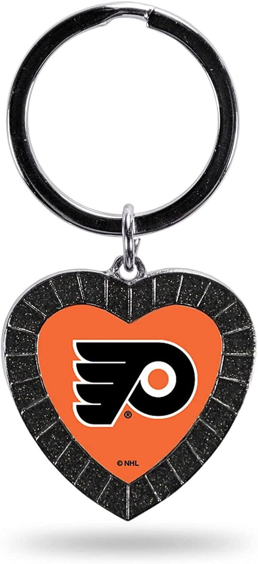 Flyers Keychain Rhinestone Heart Decal Emblem Team Color Hockey by Fielders Choice