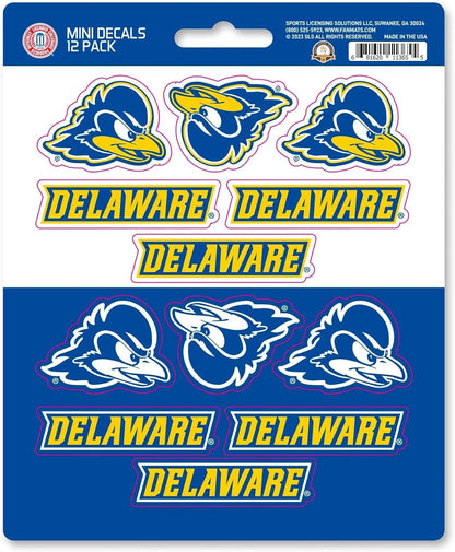 University of Delaware Blue Hens 12-Piece Mini Decal Sticker Set, 5x6 Inch Sheet, Gift for football fans for any hard surfaces around home, automotive, personal items by Fielders Choice