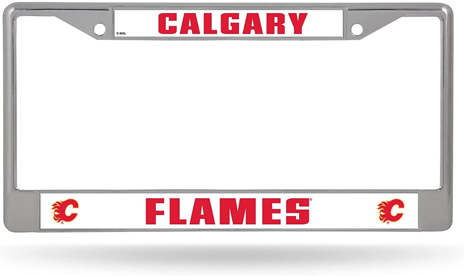 Calgary Flames Chrome License Plate Frame Metal Tag Cover, 6 x12 Inches by Fielders Choice