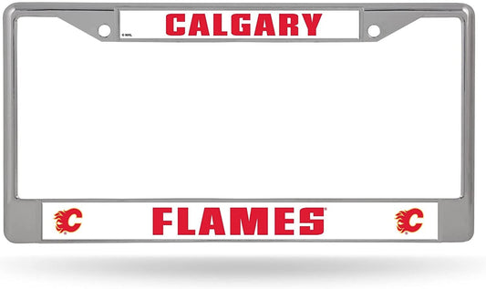 Calgary Flames Chrome License Plate Frame Metal Tag Cover, 6 x12 Inches by Fielders Choice