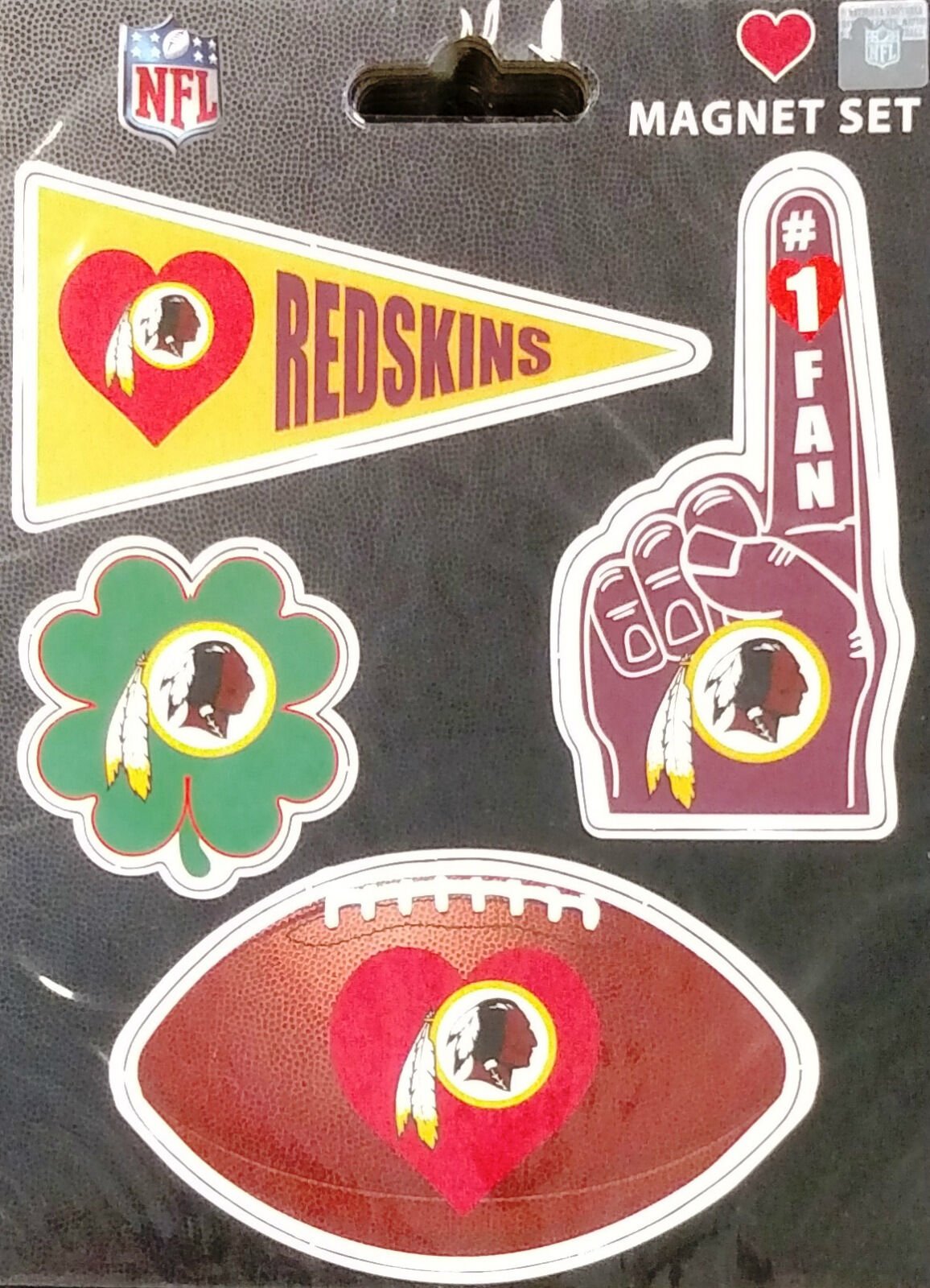 Washington Redskins 4-Pack Team Magnet Sheet Auto Home Heavy Duty Football by Fielders Choice