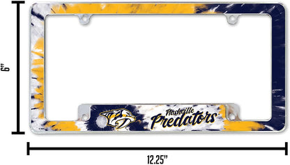 Nashville Predators Metal License Plate Frame Chrome Tag Cover Tie Dye Design 6x12 Inch by Fielders Choice