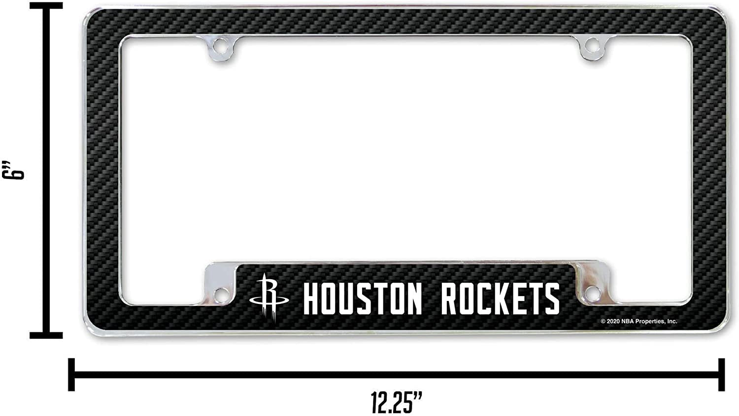 Houston Rockets Metal License Plate Frame Chrome Tag Cover Carbon Fiber Design 6x12 Inch by Fielders Choice