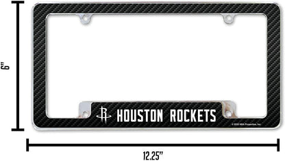 Houston Rockets Metal License Plate Frame Chrome Tag Cover Carbon Fiber Design 6x12 Inch by Fielders Choice