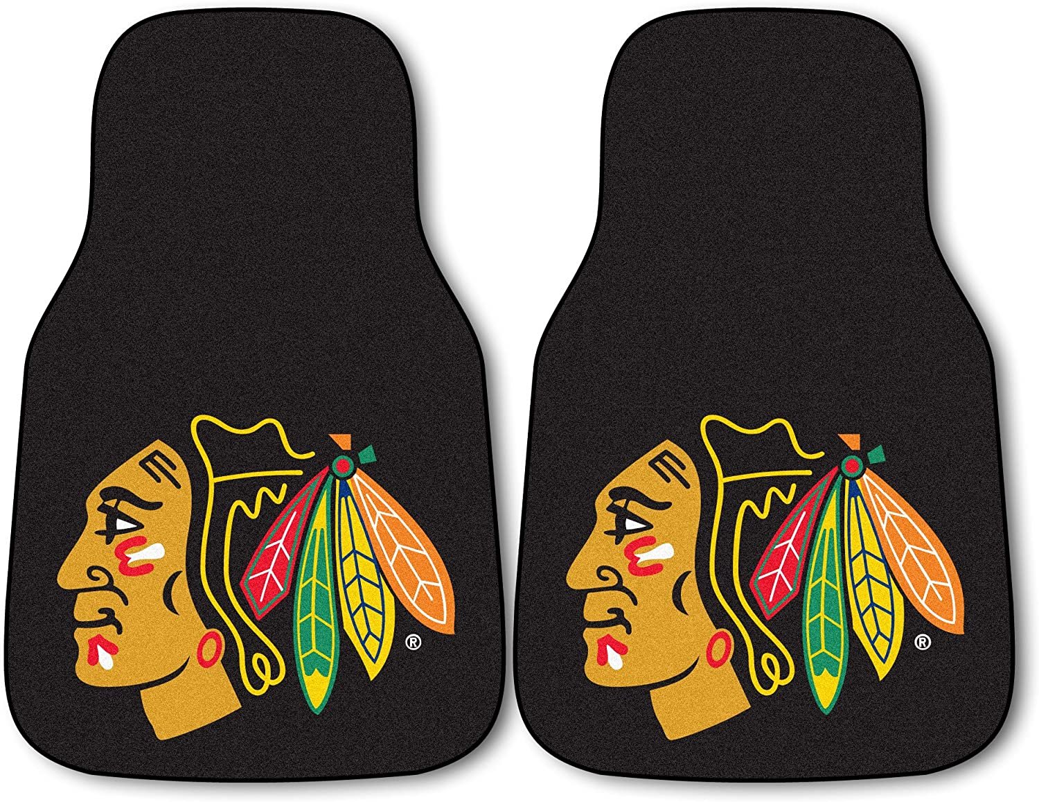 Chicago Blackhawks Front Floor Mats, Carpet Car Set, 18x27 Inch, Nylon, Set of 2 by Fielders Choice