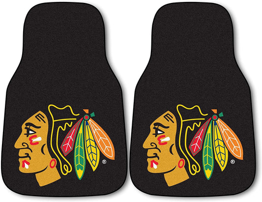 Chicago Blackhawks Front Floor Mats, Carpet Car Set, 18x27 Inch, Nylon, Set of 2 by Fielders Choice