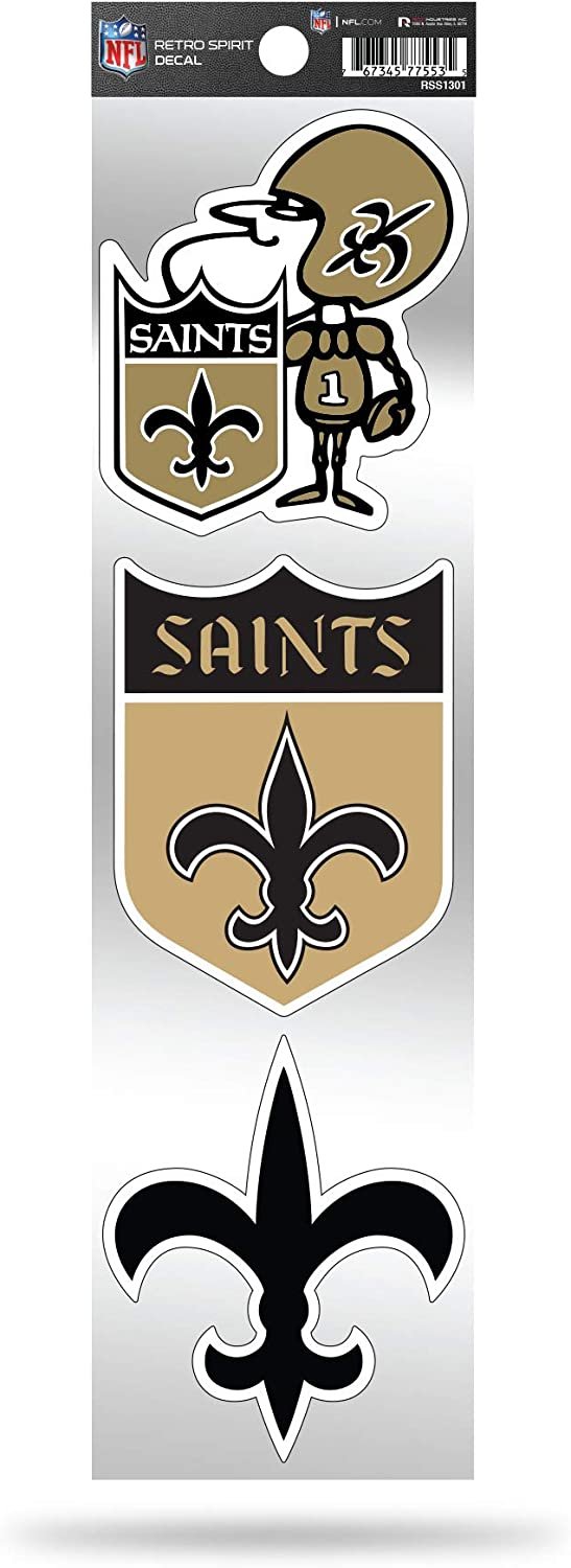 NFL New Orleans Saints NFL 3-Piece Retro Spirit Decals, Team Color, Size of individual decals will vary by Fielders Choice