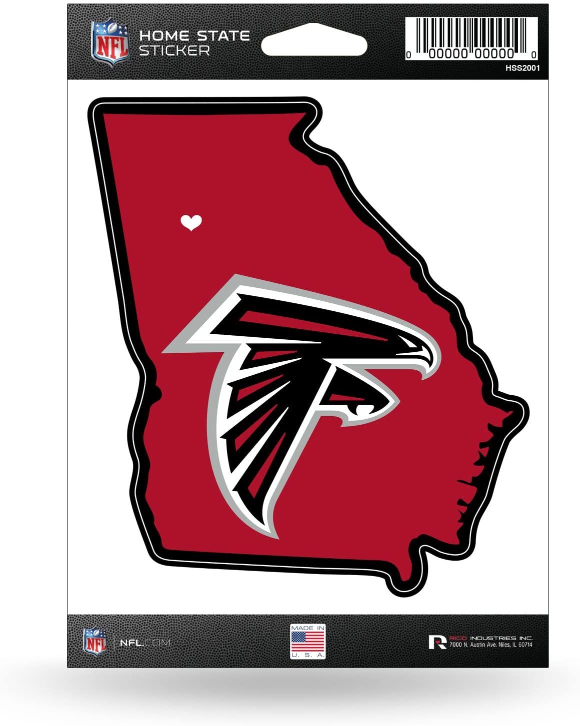 Atlanta Falcons 5 Inch Sticker Decal, Home State Design, Flat Vinyl, Full Adhesive Backing by Fielders Choice