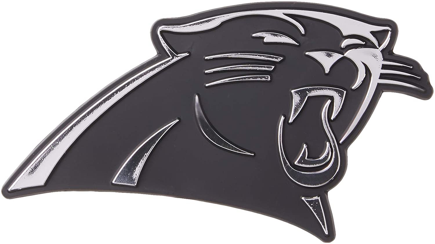 Carolina Panthers Auto Emblem, Silver Chrome Color, Raised Molded Plastic, 3.5 Inch, Adhesive Tape Backing by Fielders Choice