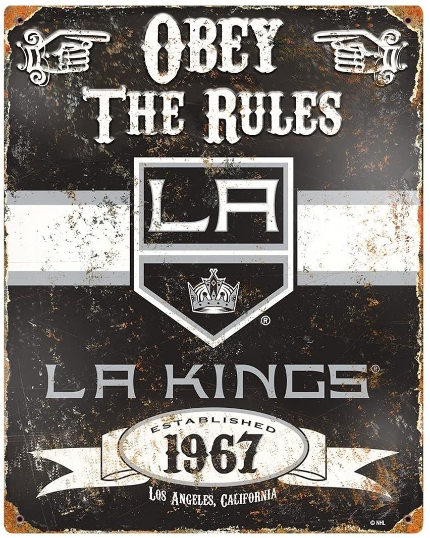 Los Angeles Kings Large 14.5x11.5 Inch Heavy Duty Metal Wall Pub Sign Embossed Vintage Design by Fielders Choice