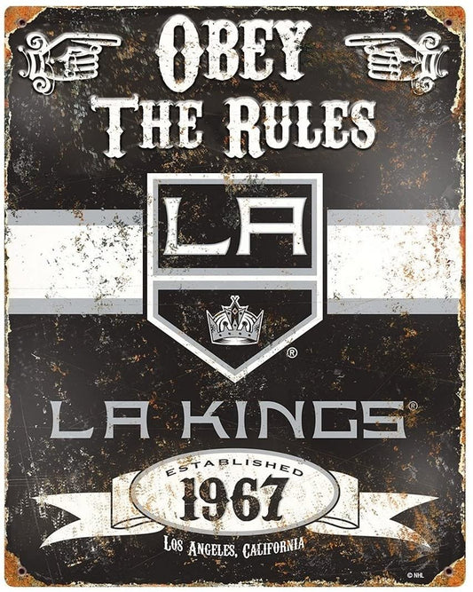Los Angeles Kings Large 14.5x11.5 Inch Heavy Duty Metal Wall Pub Sign Embossed Vintage Design by Fielders Choice