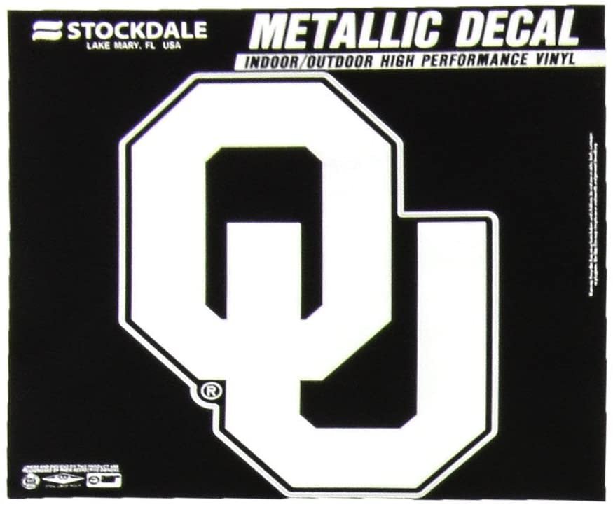 University of Oklahoma Sooners 6 Inch Decal Sticker, Metallic Chrome Shimmer Design by Fielders Choice