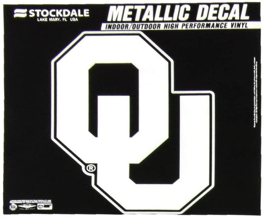 University of Oklahoma Sooners 6 Inch Decal Sticker, Metallic Chrome Shimmer Design by Fielders Choice