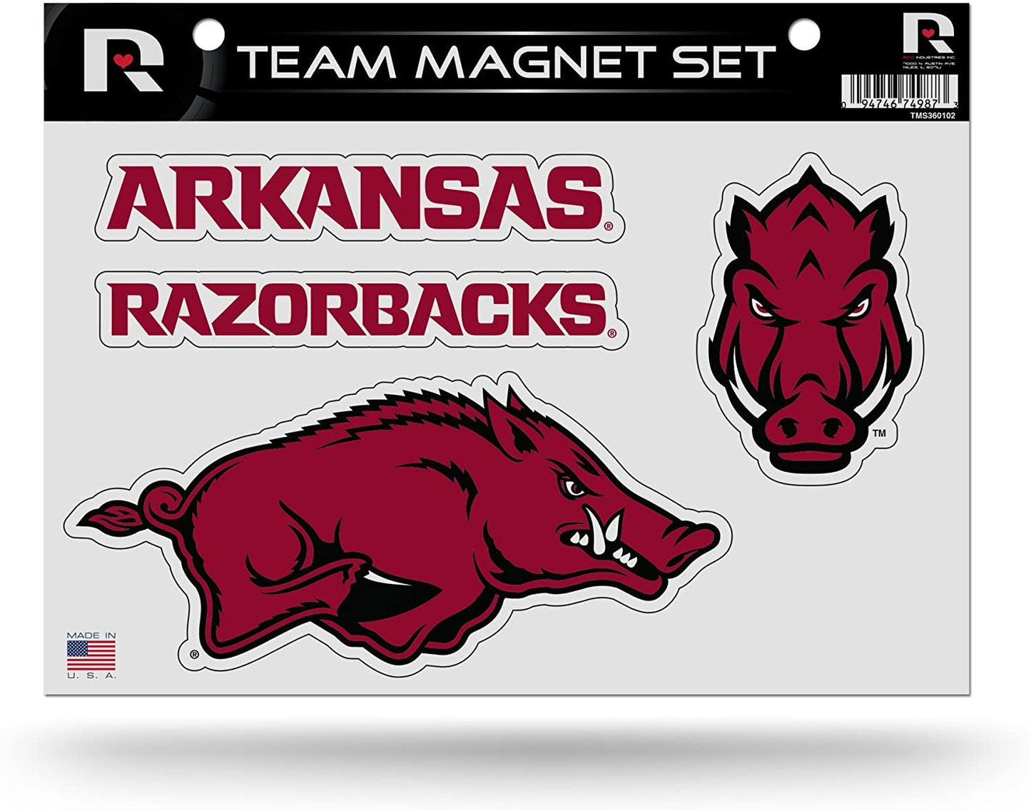 Rico Industries NCAA Arkansas Razorbacks Die Cut Team Magnet Set Sheet Team Color, 8.5 x 11-" by Fielders Choice