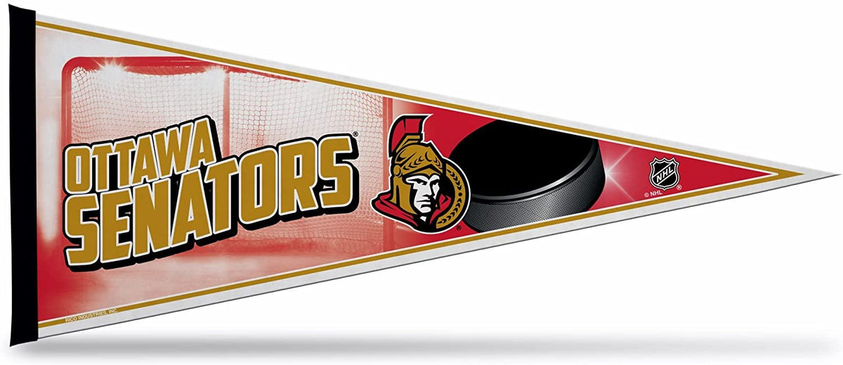 Ottawa Senators Soft Felt Pennant, Puck Design, 12x30 Inch, Easy To Hang by Fielders Choice